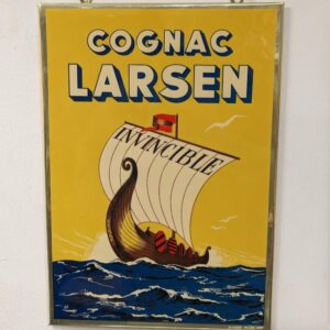 Plaque glacoïde publicitaire "Cognac Larsen"