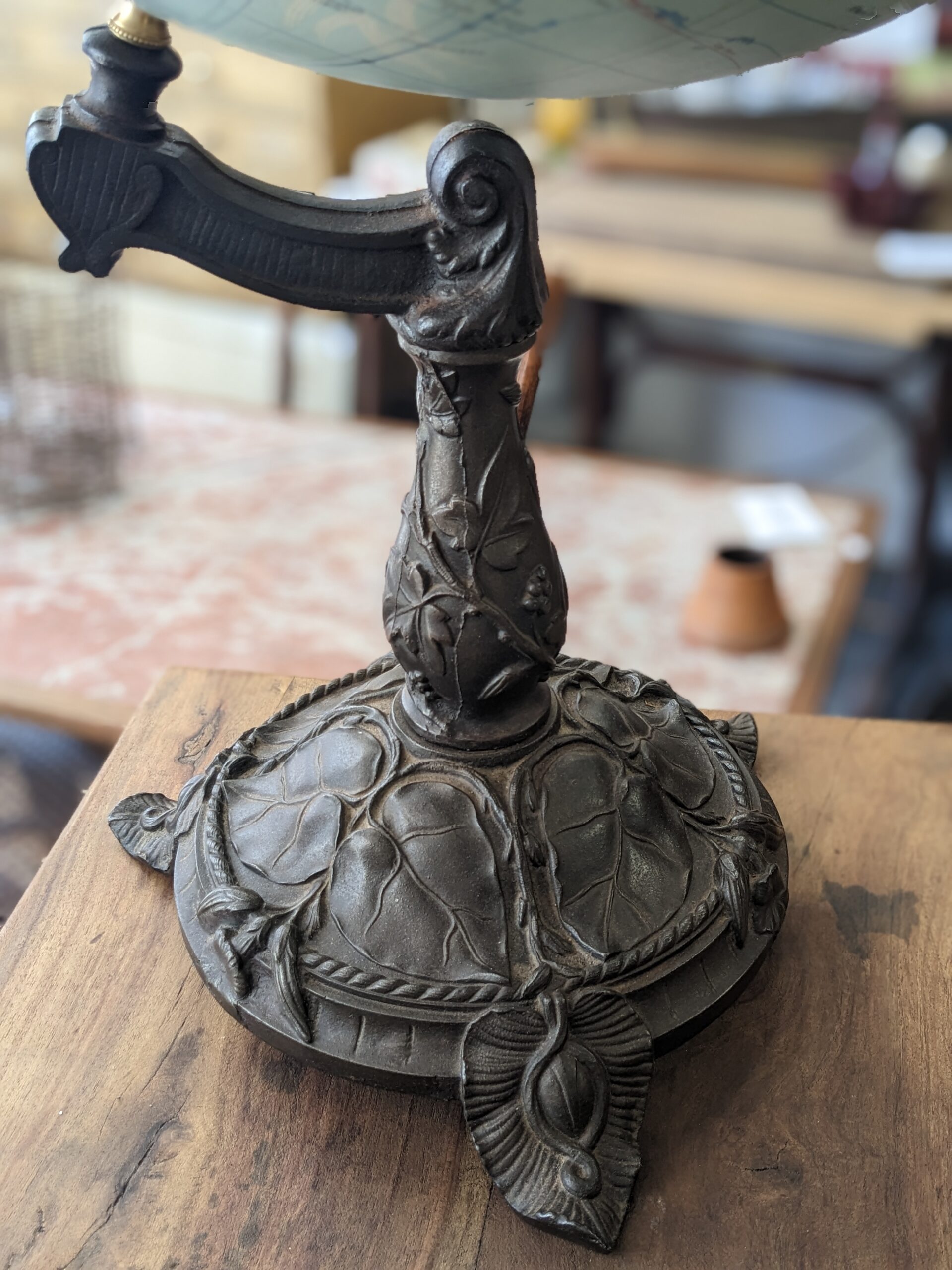 Très grand globe terrestre GIRARD et BARRERE piètement fonte art nouveau début XXème – Image 4