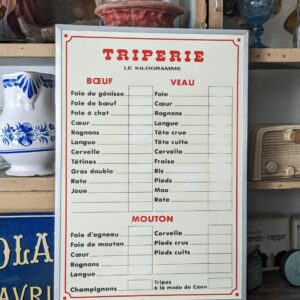 Ancien panneau d'affichage Triperie année 50 60